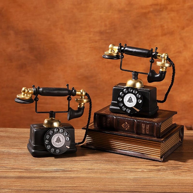 Eforcase Retro Telephones Creative Decorative Phone Model Telephone Wall Decor, Vintage Resin Rotary Telephone Decor Desktop Statue Artist Figurine Cafe Bar Window Decor Model Desk Decoration Props - Image 5
